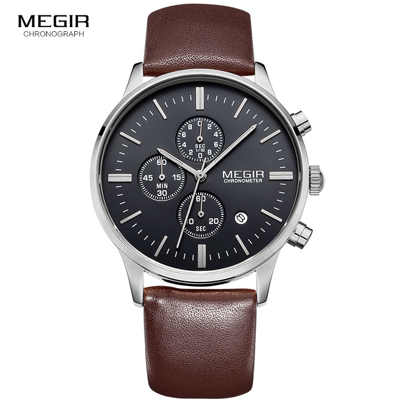 Suede Strap Watch - Megir Đồng Hồ Thạch Anh Nam