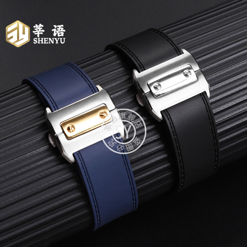 Shenyu Rubber watch strap For  - đánh giá và giá Cartier Watch Santos