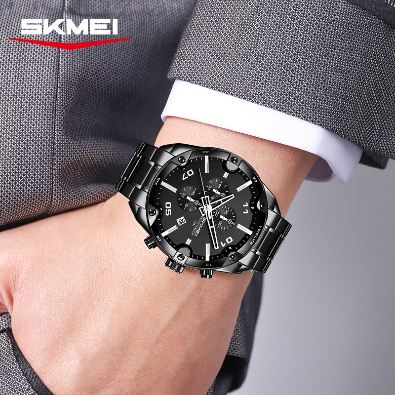 SKMEI 9387 Fashion Calendar Ch - đánh giá và giá Suede Strap Watch
