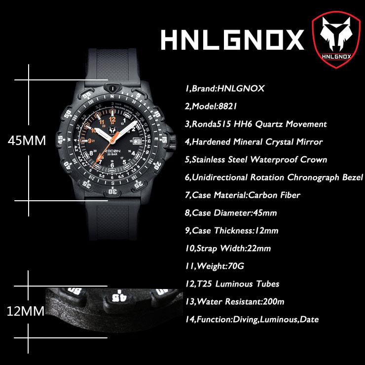 Hnlgnox Mens Pilot Watches Spo - đánh giá và giá Rubber Strap Diver